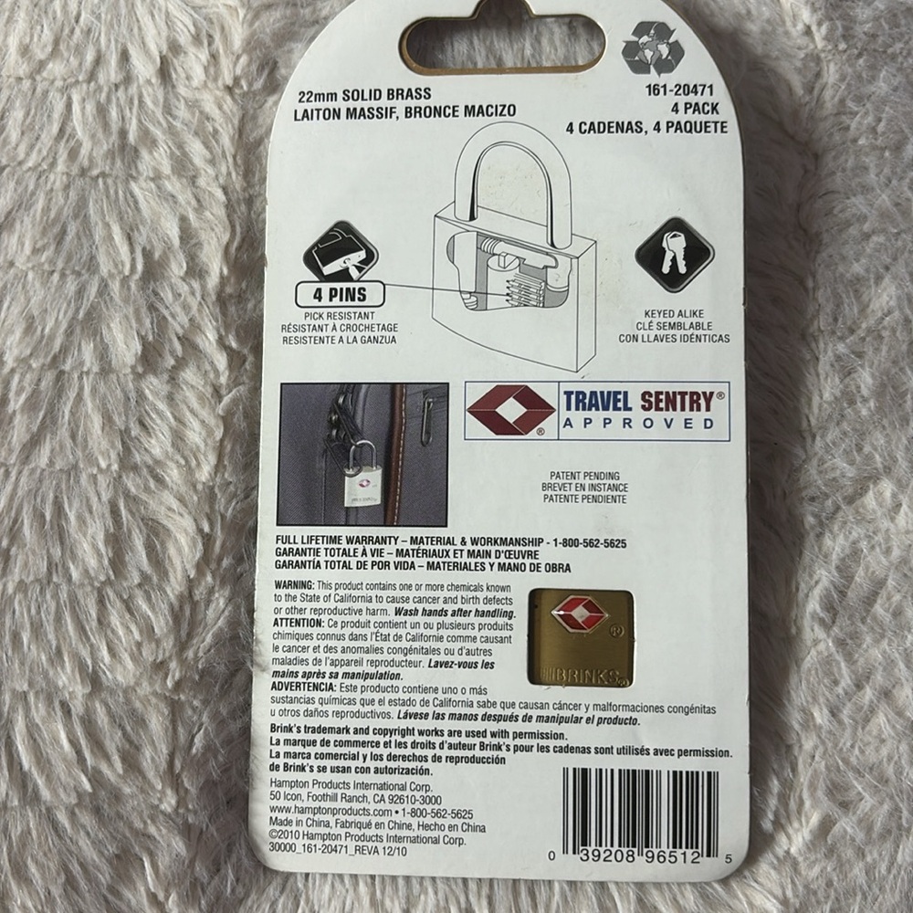 Brinks Luggage Security Locks with Keys (4 pk) - Picture 9 of 14